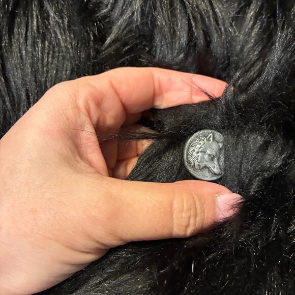 NWT Spirit Hoods Black Faux Fur Coat Black Wolf Sz XS - Picture 7 of 10